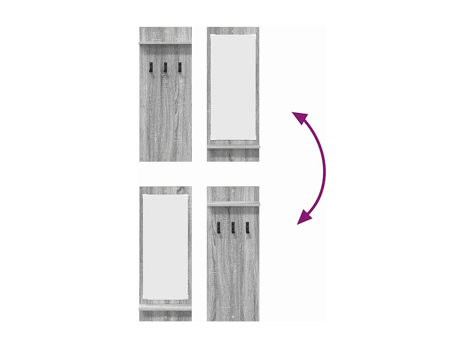 Appendiabiti da parete Sonoma con ripiano, grigio, 70 x 10 x 90 cm