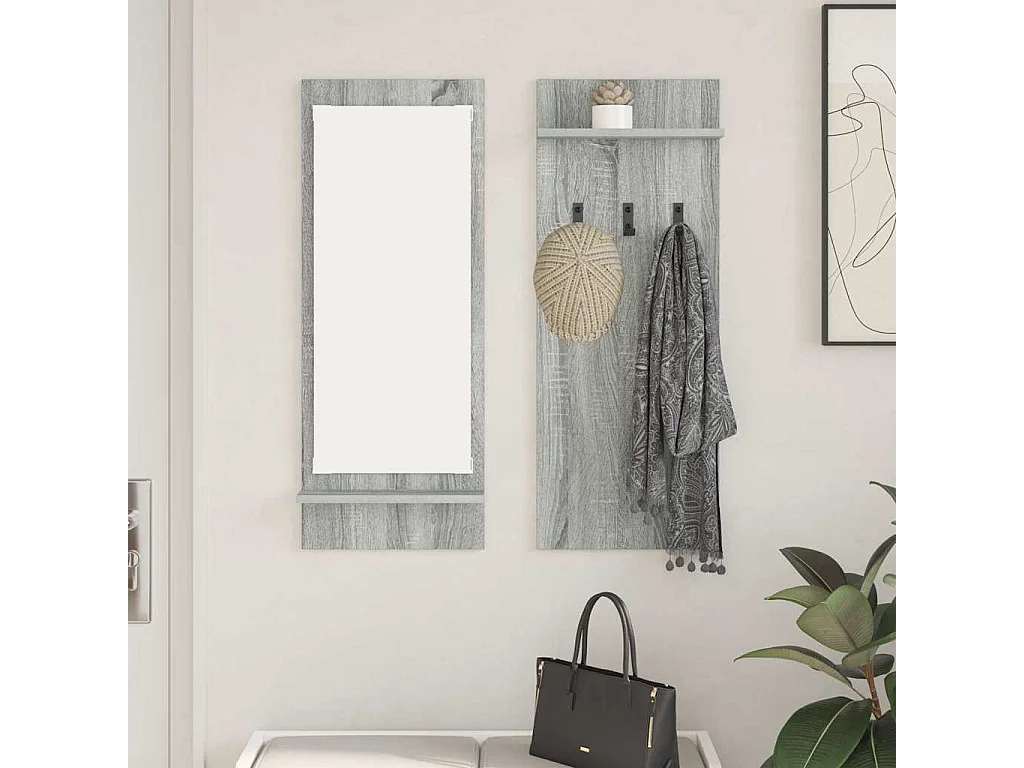 Appendiabiti da parete Sonoma con ripiano, grigio, 70 x 10 x 90 cm