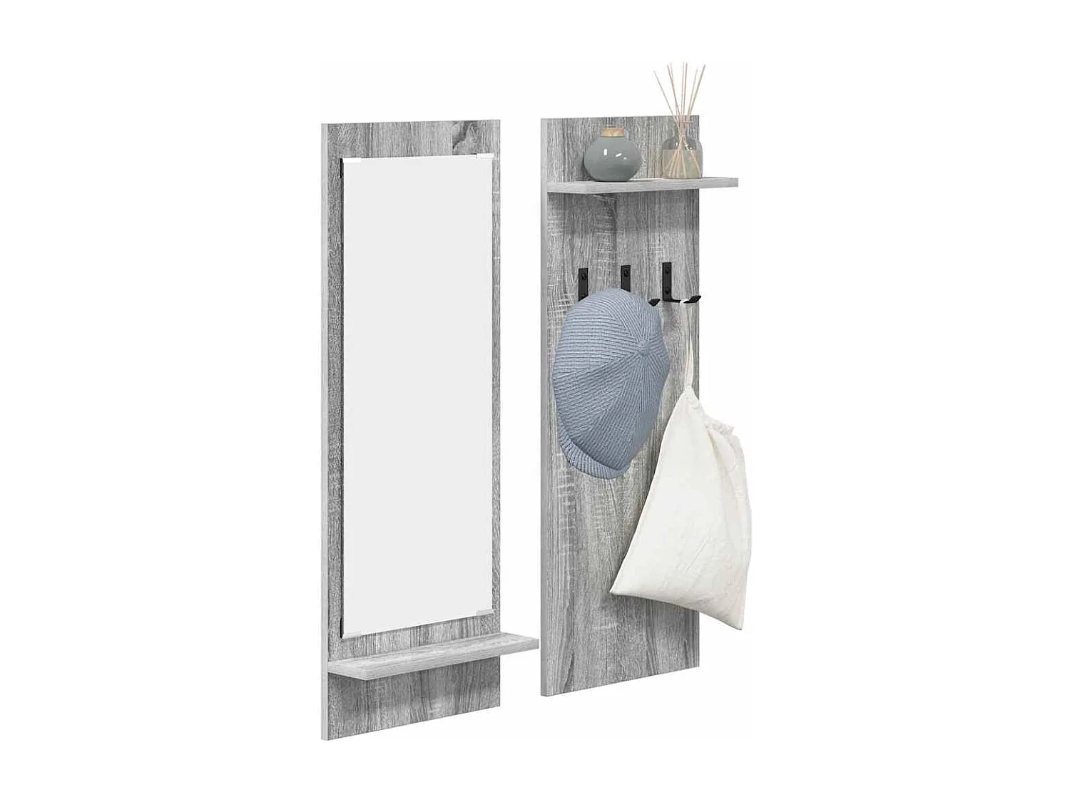 Appendiabiti da parete Sonoma con ripiano, grigio, 70 x 10 x 90 cm