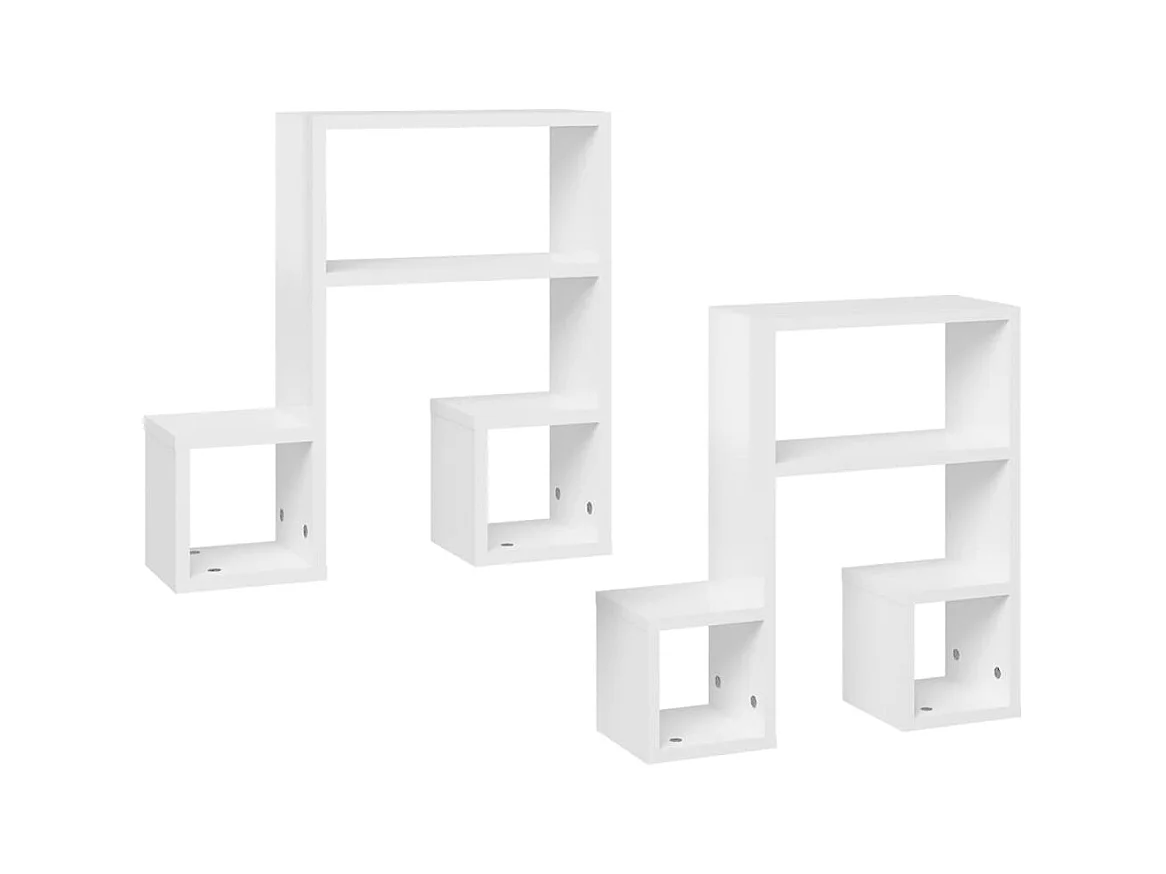 Mensole da parete 2 pezzi bianco lucido 50x15x50cm in legno ingegnerizzato