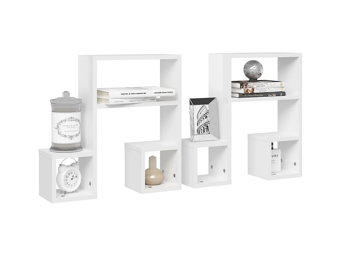 Mensole da parete 2 pezzi bianco lucido 50x15x50cm in legno ingegnerizzato