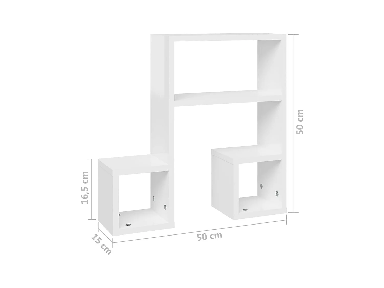 Mensole da parete 2 pezzi bianco lucido 50x15x50cm in legno ingegnerizzato