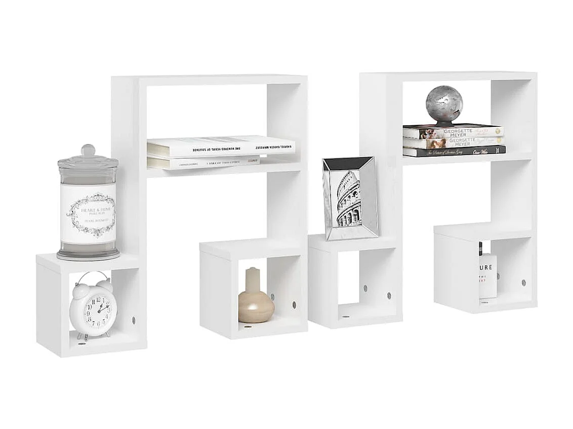 Étagères murales 2pcs blanc brillant 50x15x50cm bois ingénierie