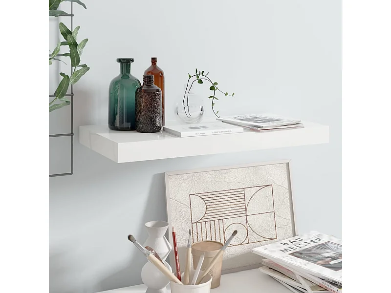 Zwevende wandplank Glanzend wit 50x23x3,8 cm MDF