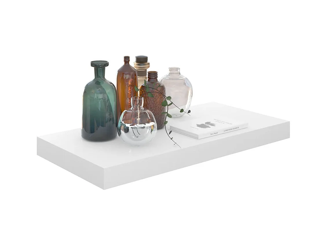 Estante flotante de pared MDF blanco brillo 50x23x3,8 cm