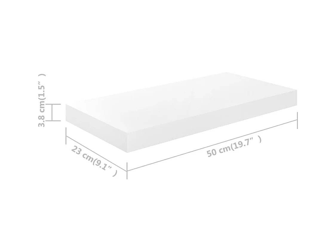 Estante flotante de pared MDF blanco brillo 50x23x3,8 cm