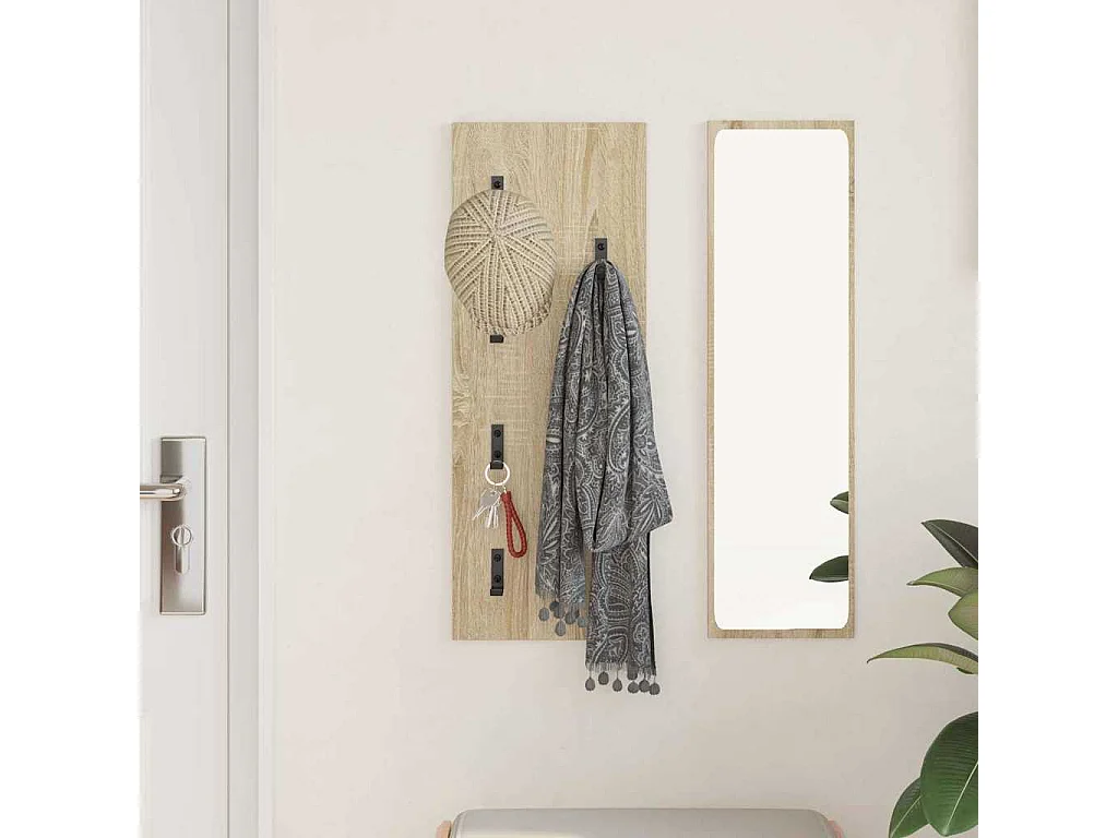 Porte-manteau mural Montage mural Chêne sonoma 30 x 1.5 x 80 cm