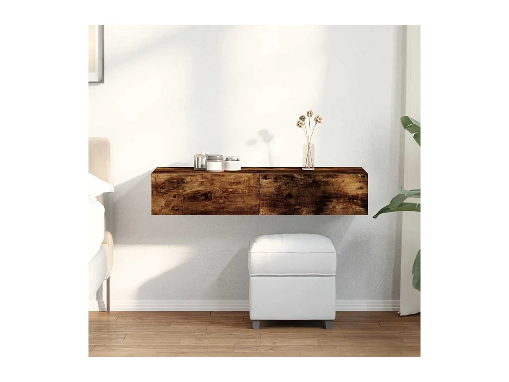 Mensola da parete con cassetti in legno ingegnerizzato rovere affumicato