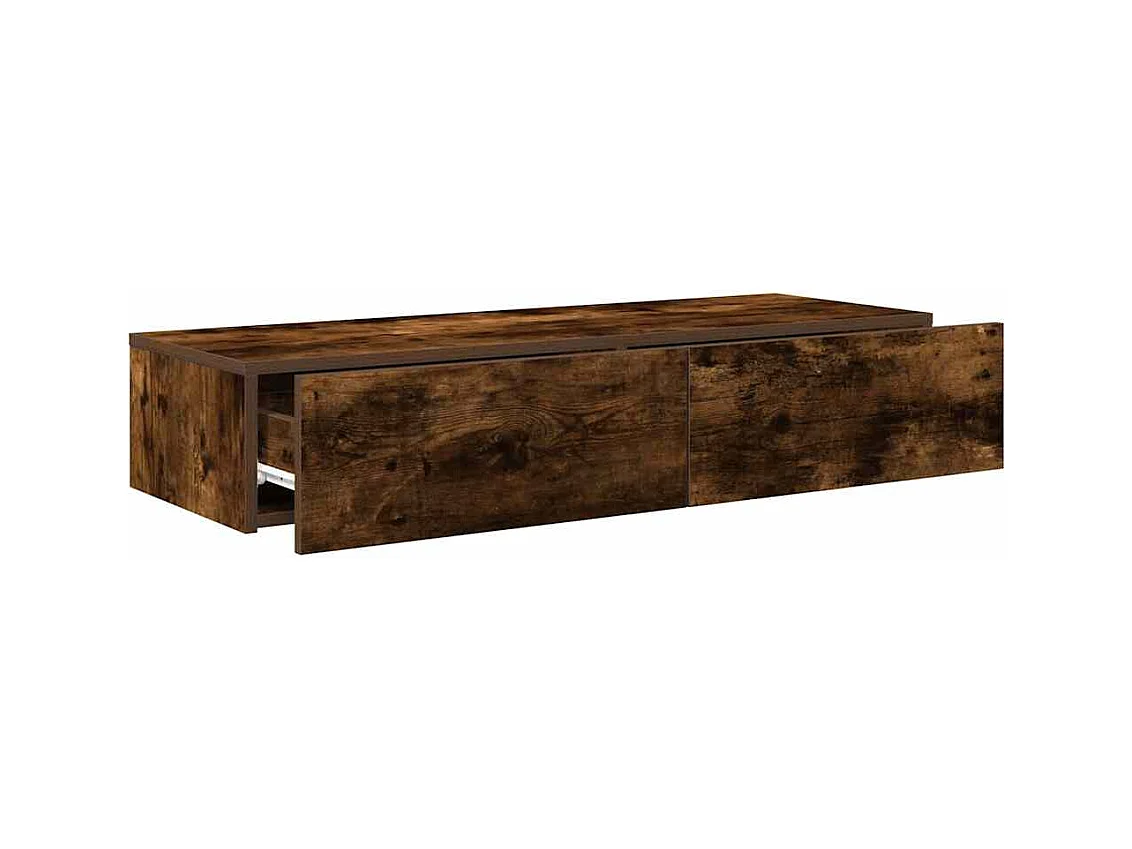 Mensola da parete con cassetti in legno ingegnerizzato rovere affumicato