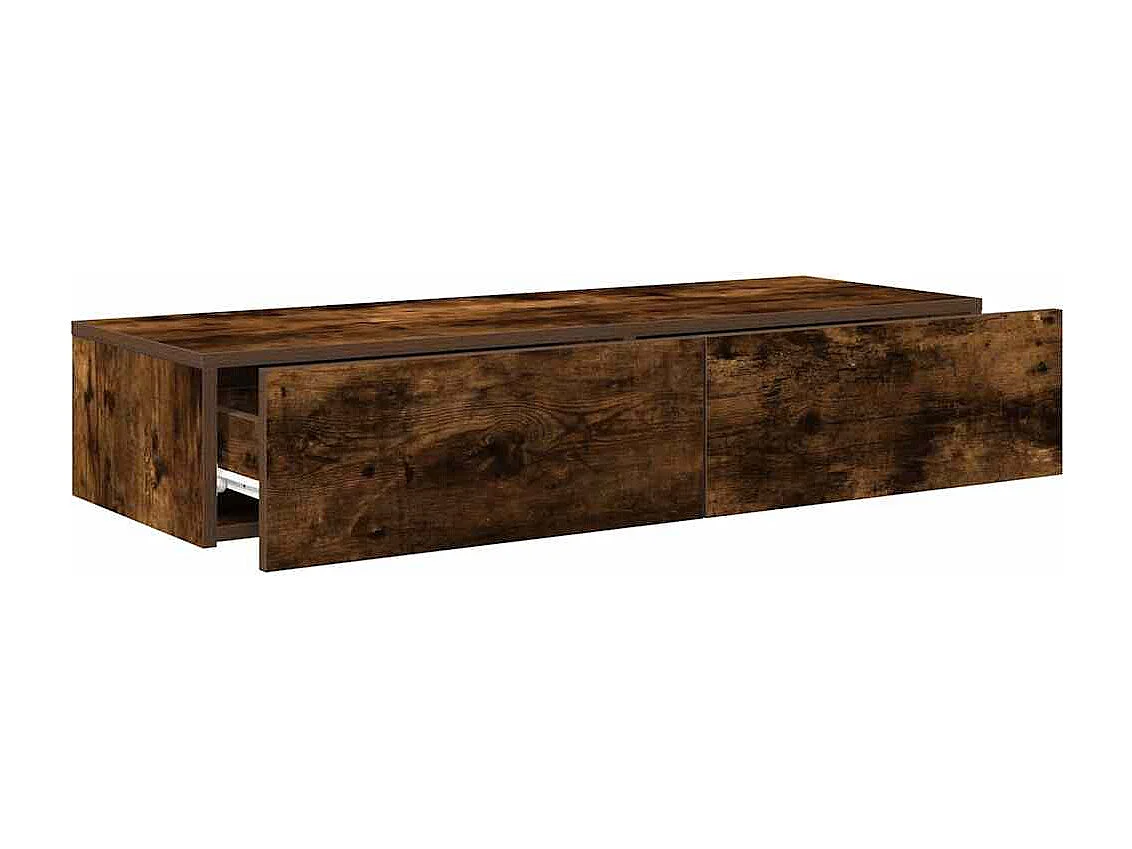 Estante de pared con cajones de madera de ingeniería de roble ahumado