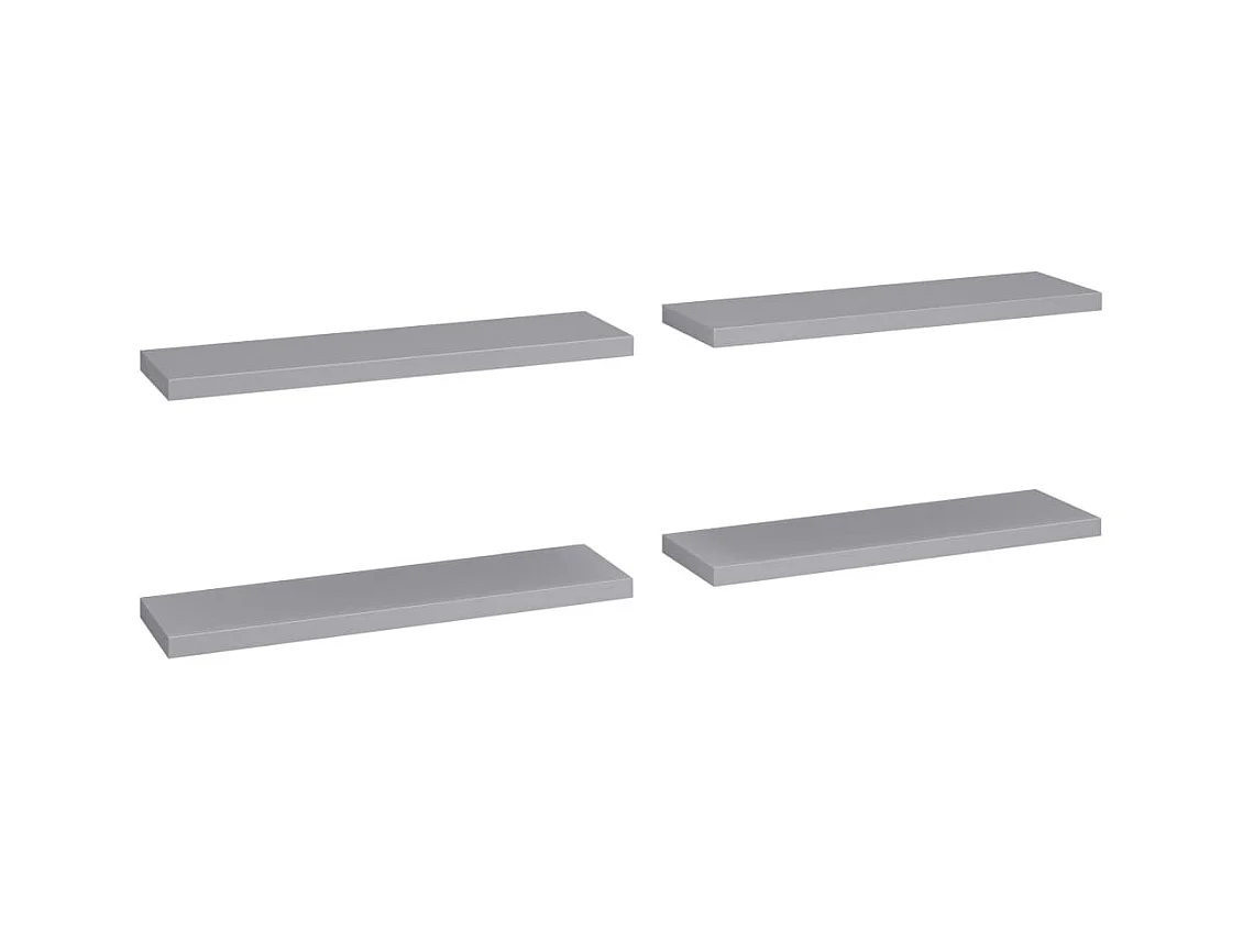 Mensole da parete sospese 4 pezzi grigio 90x23,5x3,8 cm MDF