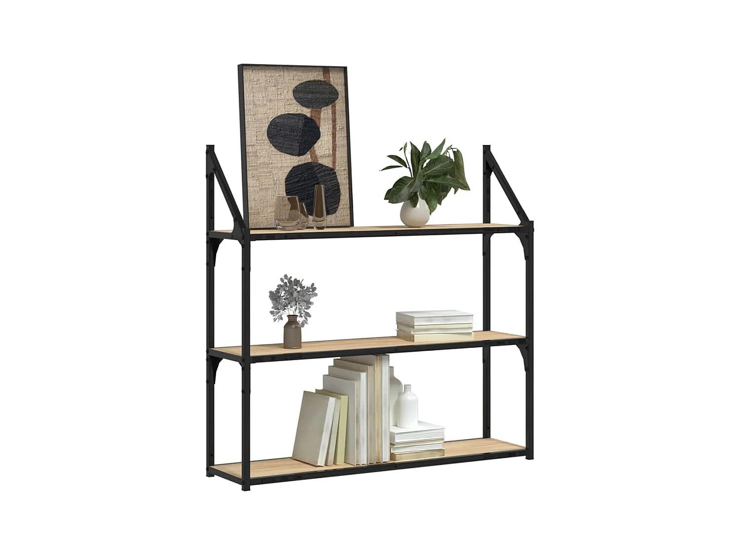 Estantería de pared de 3 niveles roble Sonoma 80x21x78,5 cm