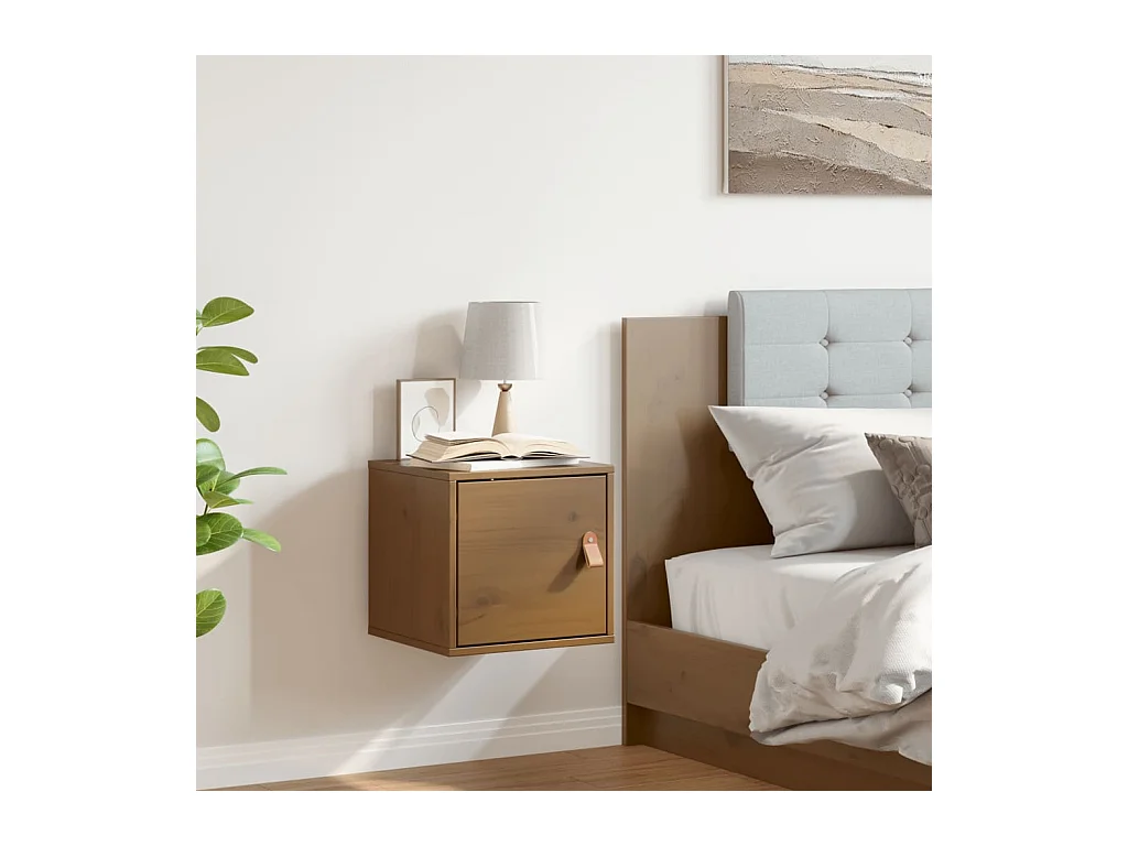 Armario de pared marrón miel 31,5x30x30 cm Madera maciza de pino