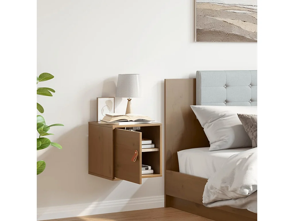 Armario de pared marrón miel 31,5x30x30 cm Madera maciza de pino