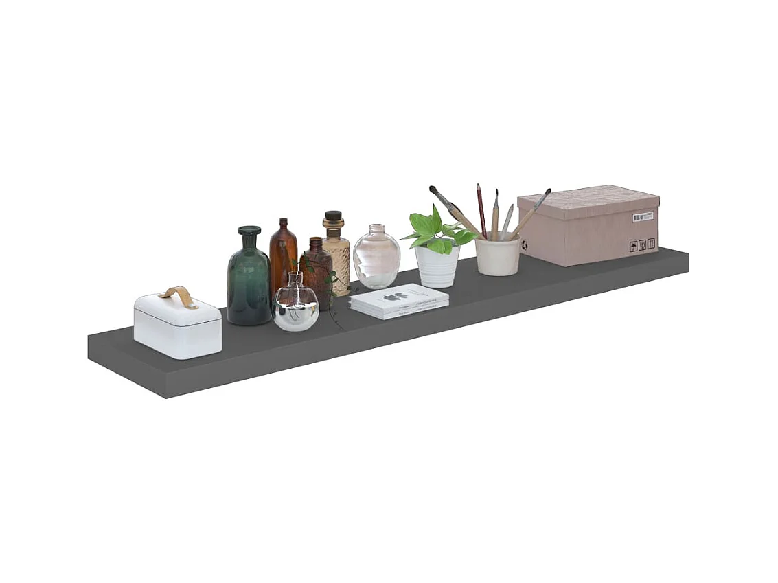 Zwevende wandplanken 2 stuks glanzend grijs 120x23,5x3,8 cm