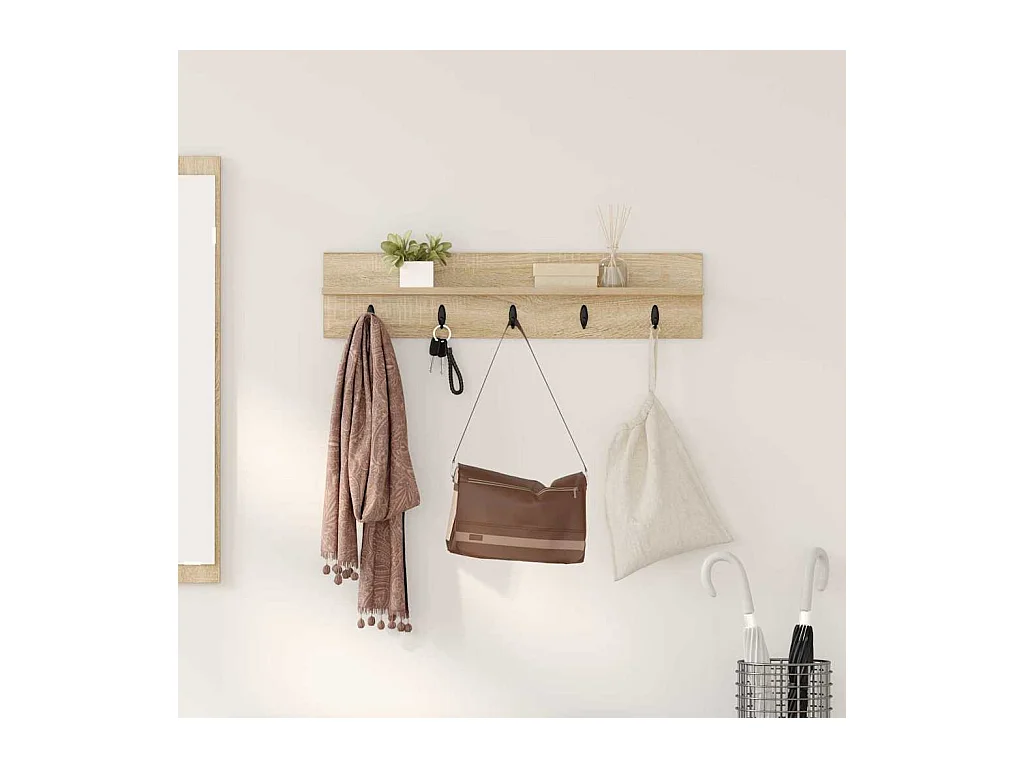 Porte-manteau mural avec étagère Chêne sonoma 80 x 10.5 x 18 cm