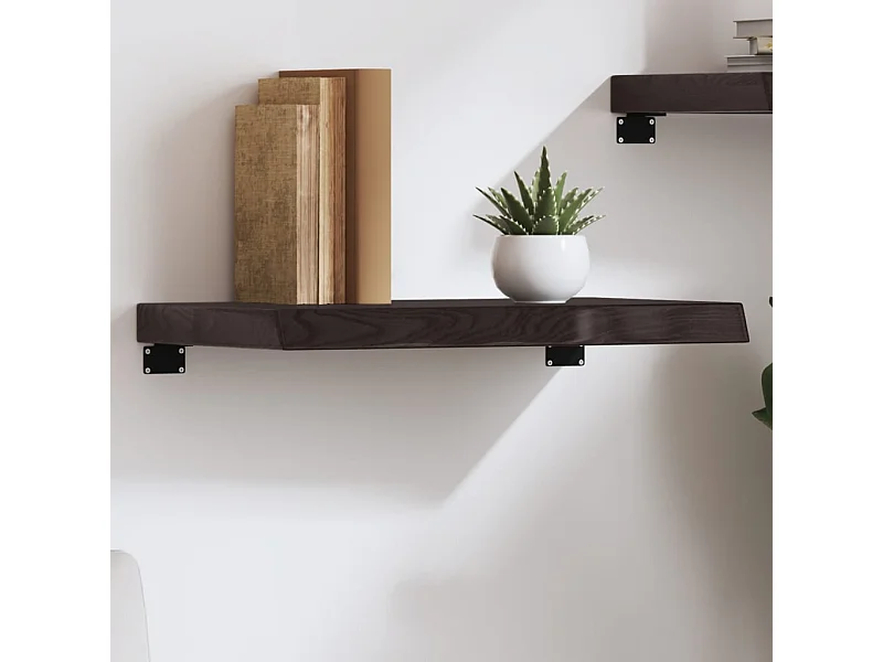 Estante de pared marrón oscuro fabricado en madera maciza de roble tratada