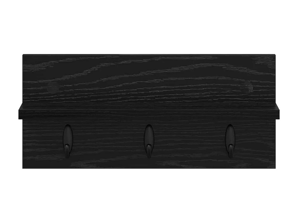 Porte-manteau mural avec étagère Chêne noir 40 x 10.5 x 18 cm