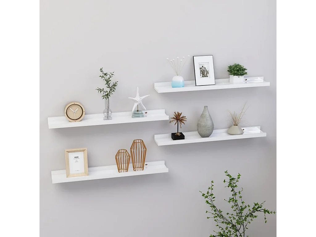 Wandplanken 4 stuks Glanzend wit 60x9x3 cm