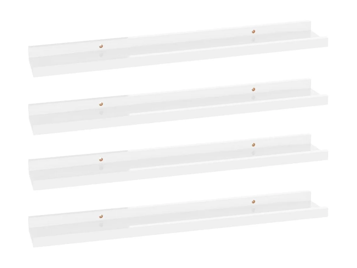 Wandplanken 4 stuks Glanzend wit 60x9x3 cm