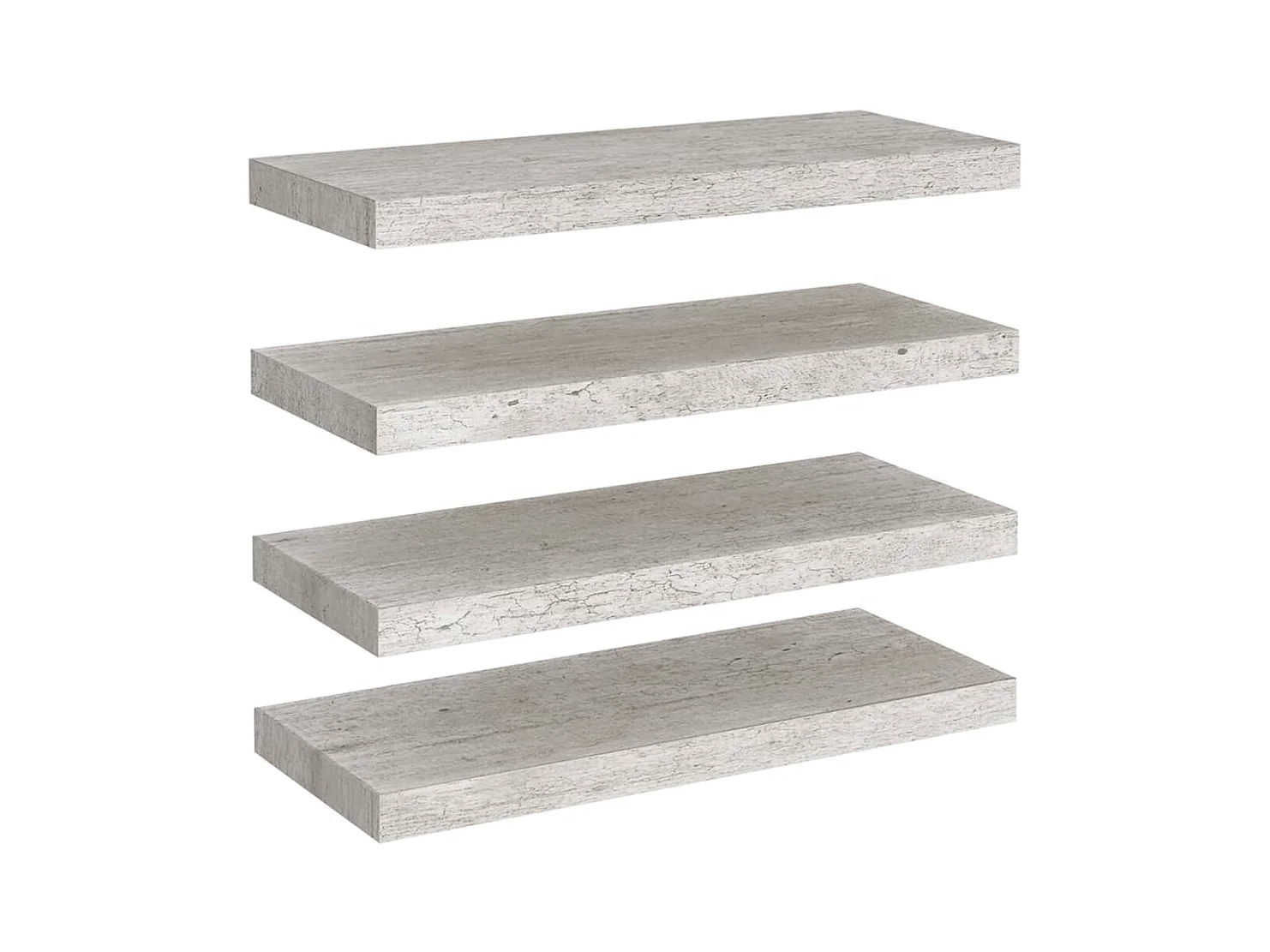 Mensole da parete sospese 4 pezzi grigio cemento 60x23,5x3,8 cm MDF