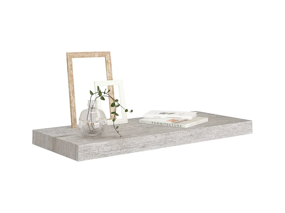 Mensole da parete sospese 4 pezzi grigio cemento 60x23,5x3,8 cm MDF
