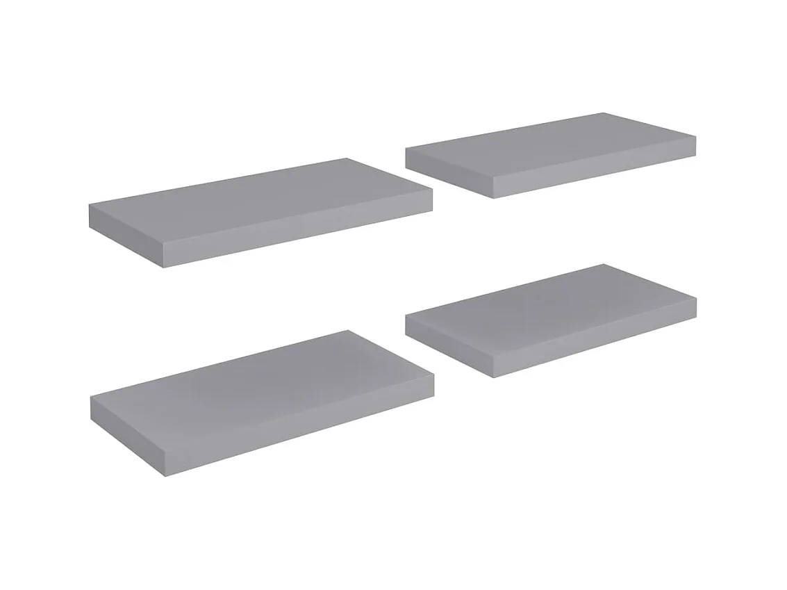 Estantes flotantes de pared 4 piezas gris 50x23x3,8 cm MDF