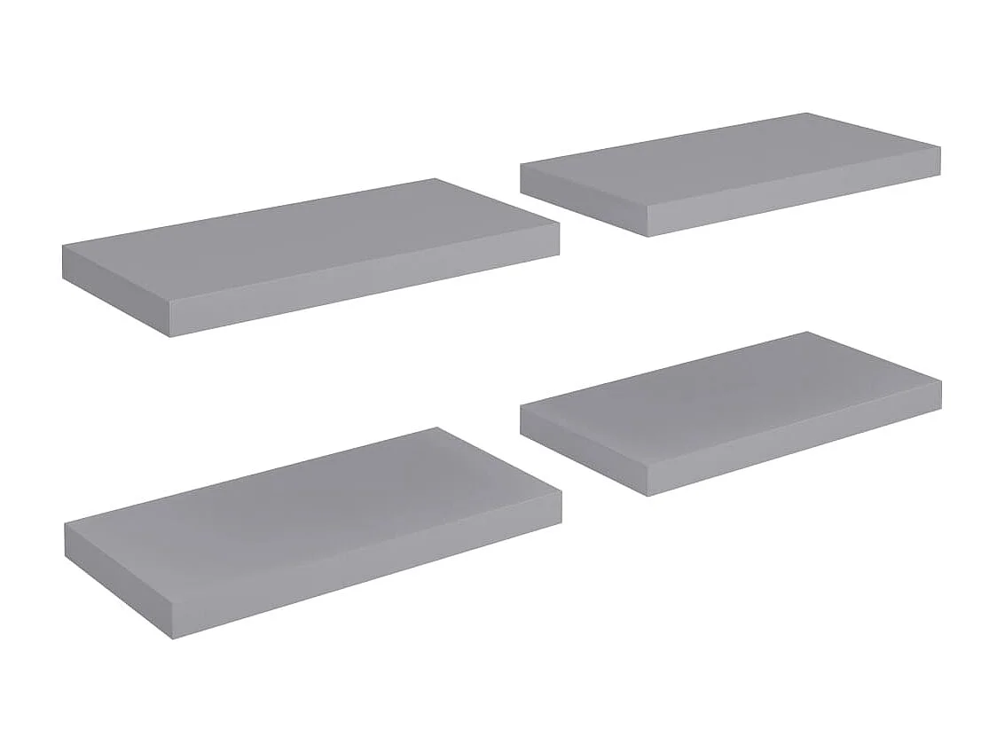 Étagères murales flottantes 4 pcs gris 50x23x3,8 cm MDF