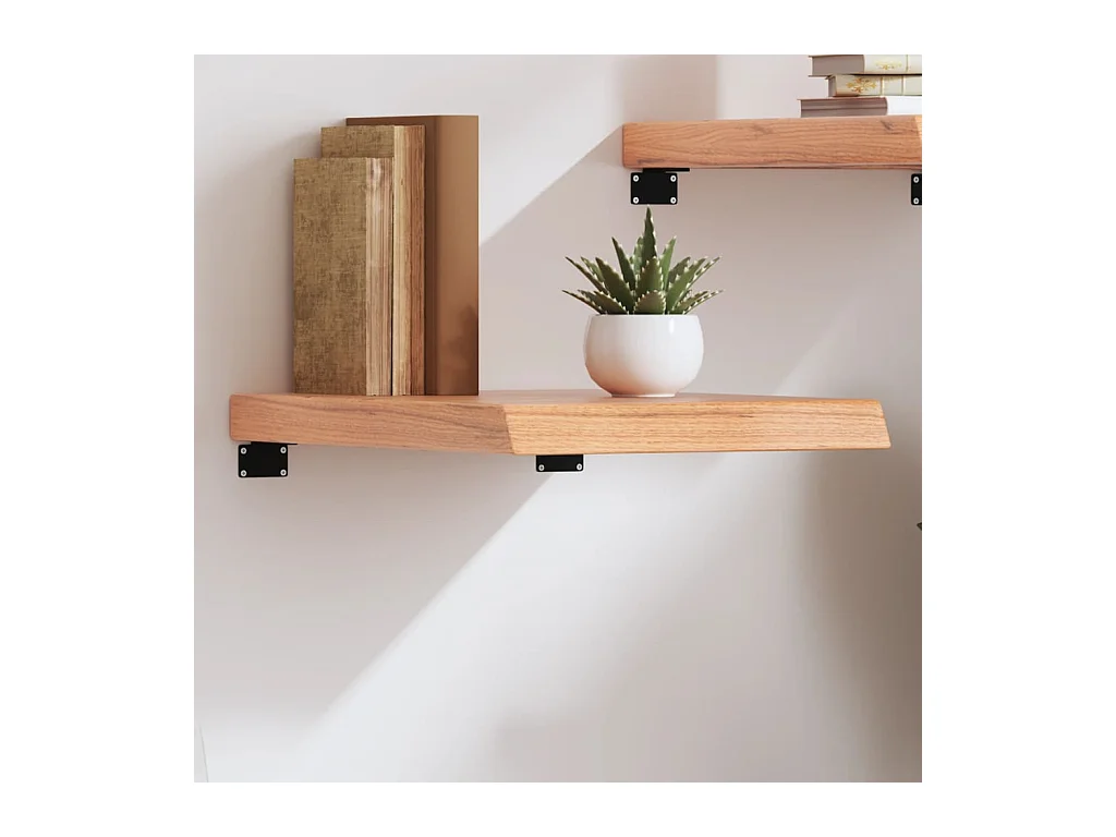 Estante de pared marrón claro en madera maciza de roble tratado