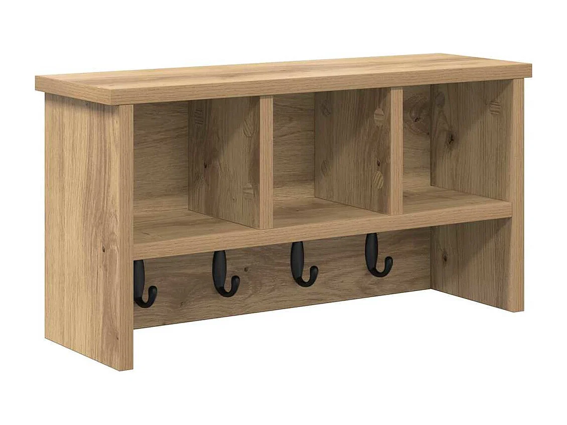 Porte-manteau mural chêne artisanal 50 x 16 x 26 cm
