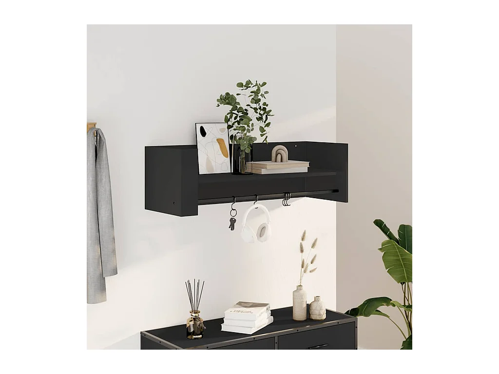 Zwarte wandplank 100x35x30,5 cm bewerkt hout