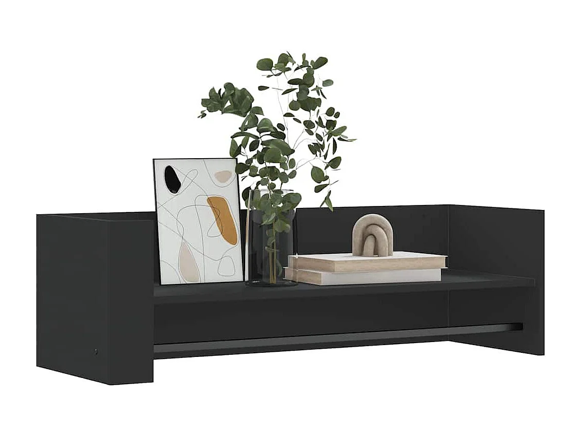 Zwarte wandplank 100x35x30,5 cm bewerkt hout