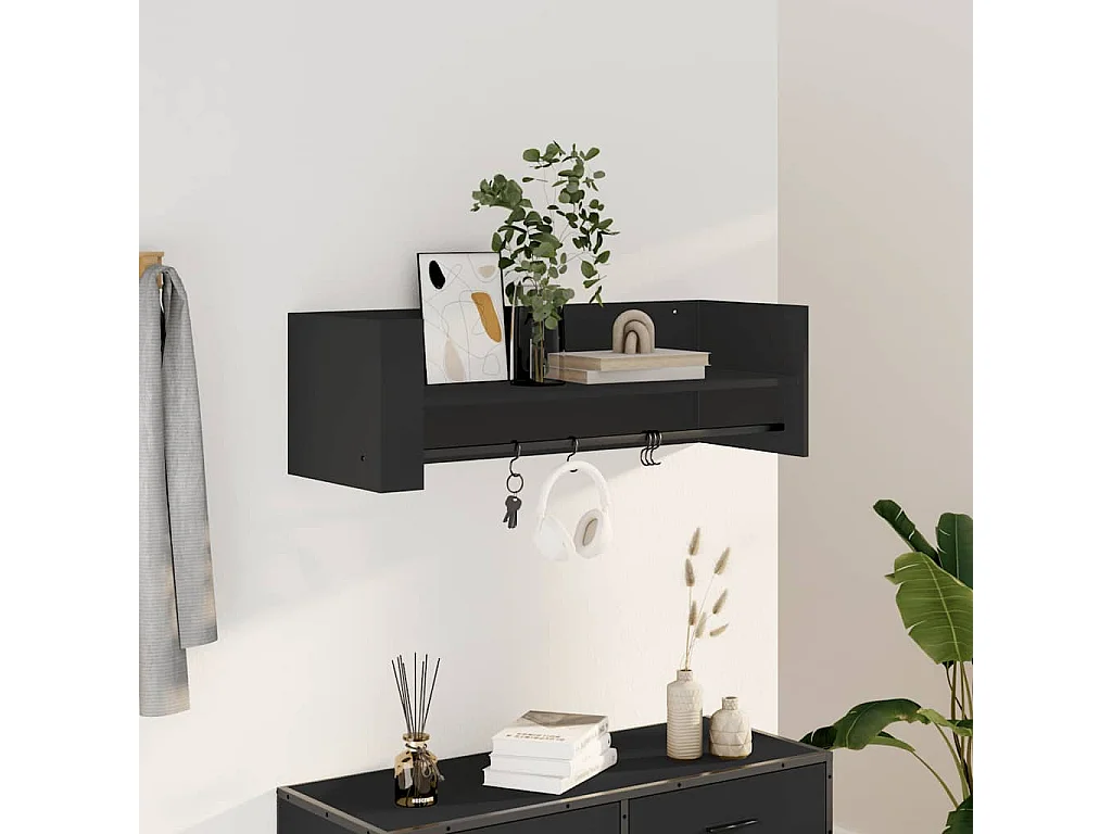 Mensola da parete nera 100x35x30,5 cm in legno ingegnerizzato