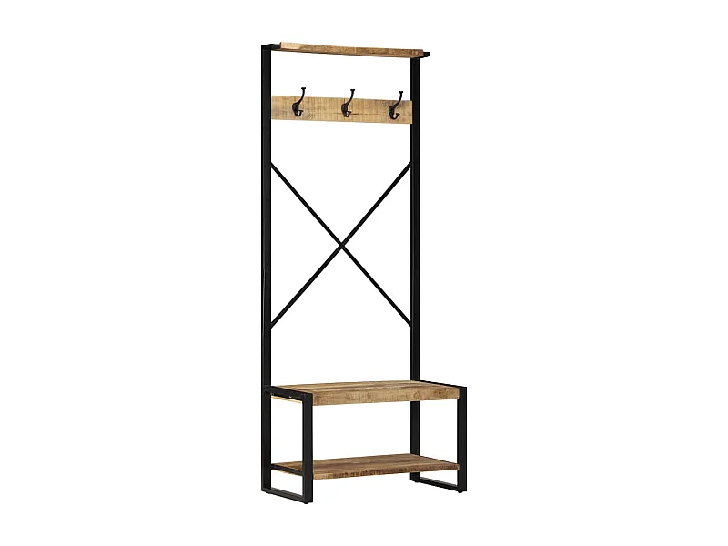 Kledingrek 80x40x190 cm massief ruw mangohout