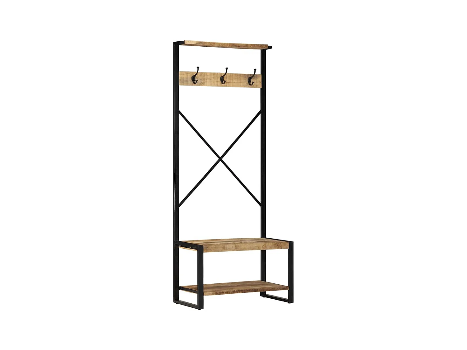 Kleiderständer 80x40x190 cm massives rohes Mangoholz