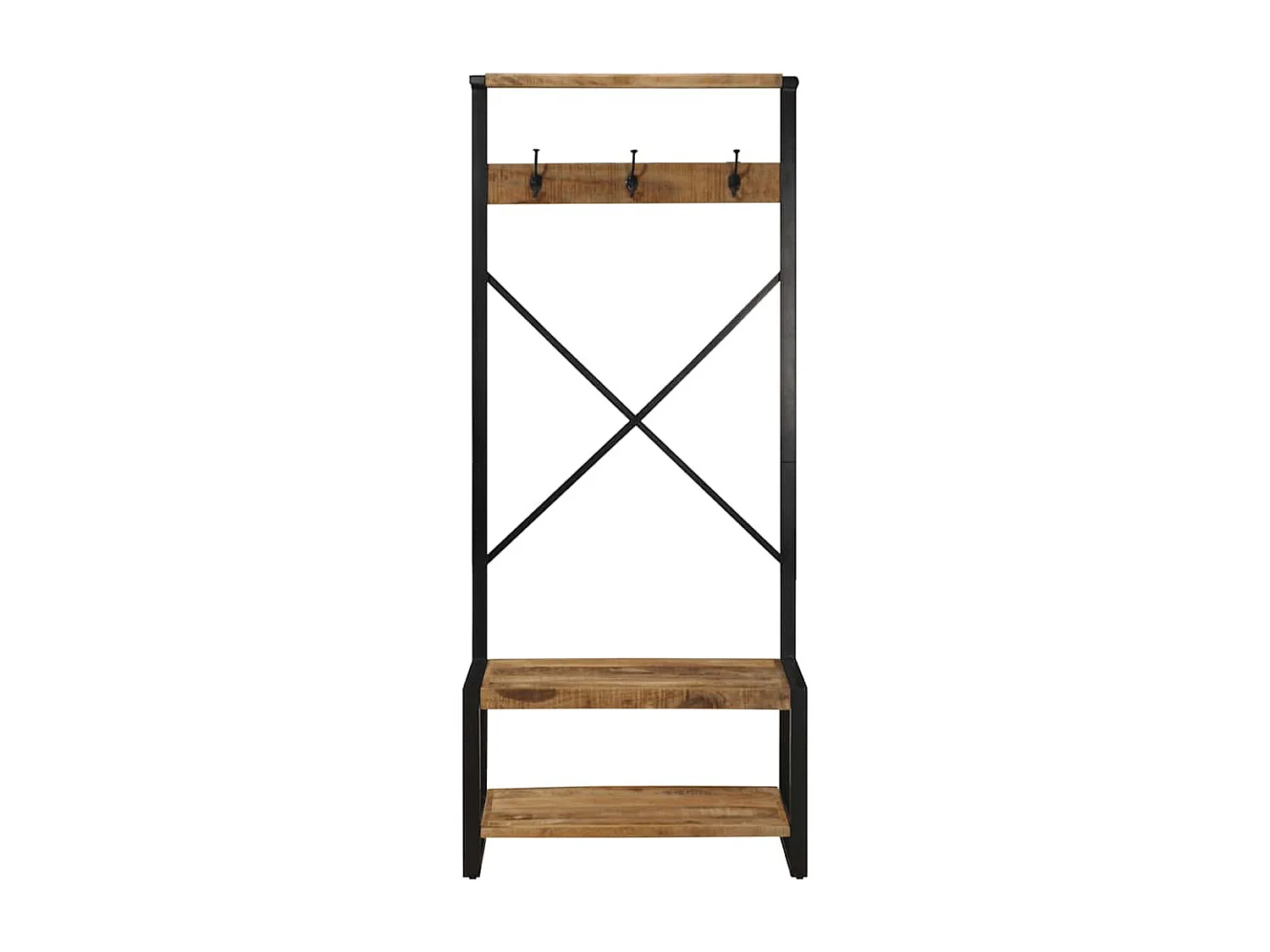 Kleiderständer 80x40x190 cm massives rohes Mangoholz