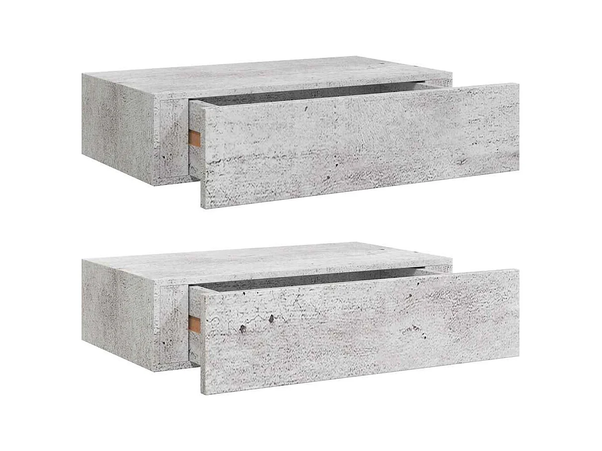 Mensole a cassetti da parete 2 pz Grigio cemento 40x23,5x10 cm MDF