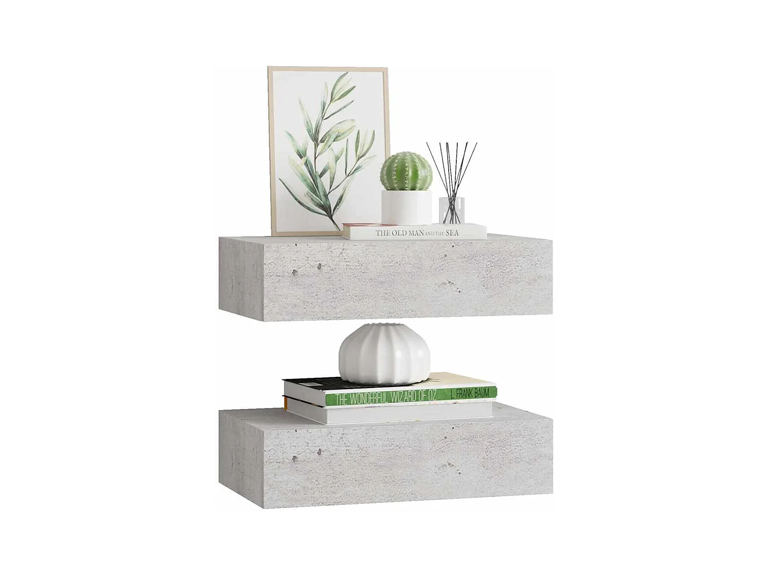 Mensole a cassetti da parete 2 pz Grigio cemento 40x23,5x10 cm MDF