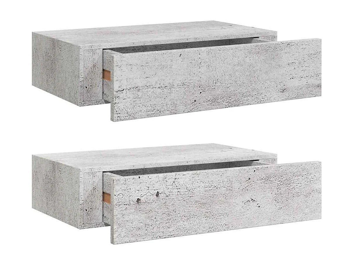 Étagères à tiroir murales 2 pcs Gris béton 40x23,5x10 cm MDF