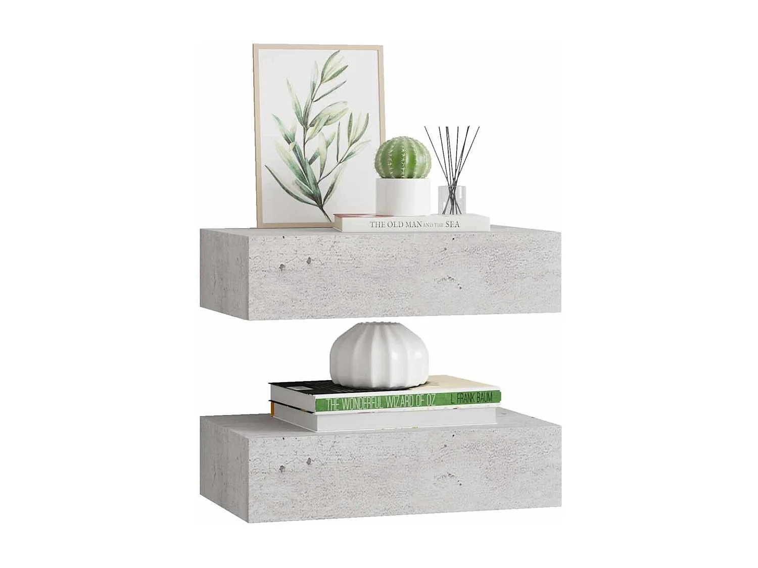 Étagères à tiroir murales 2 pcs Gris béton 40x23,5x10 cm MDF