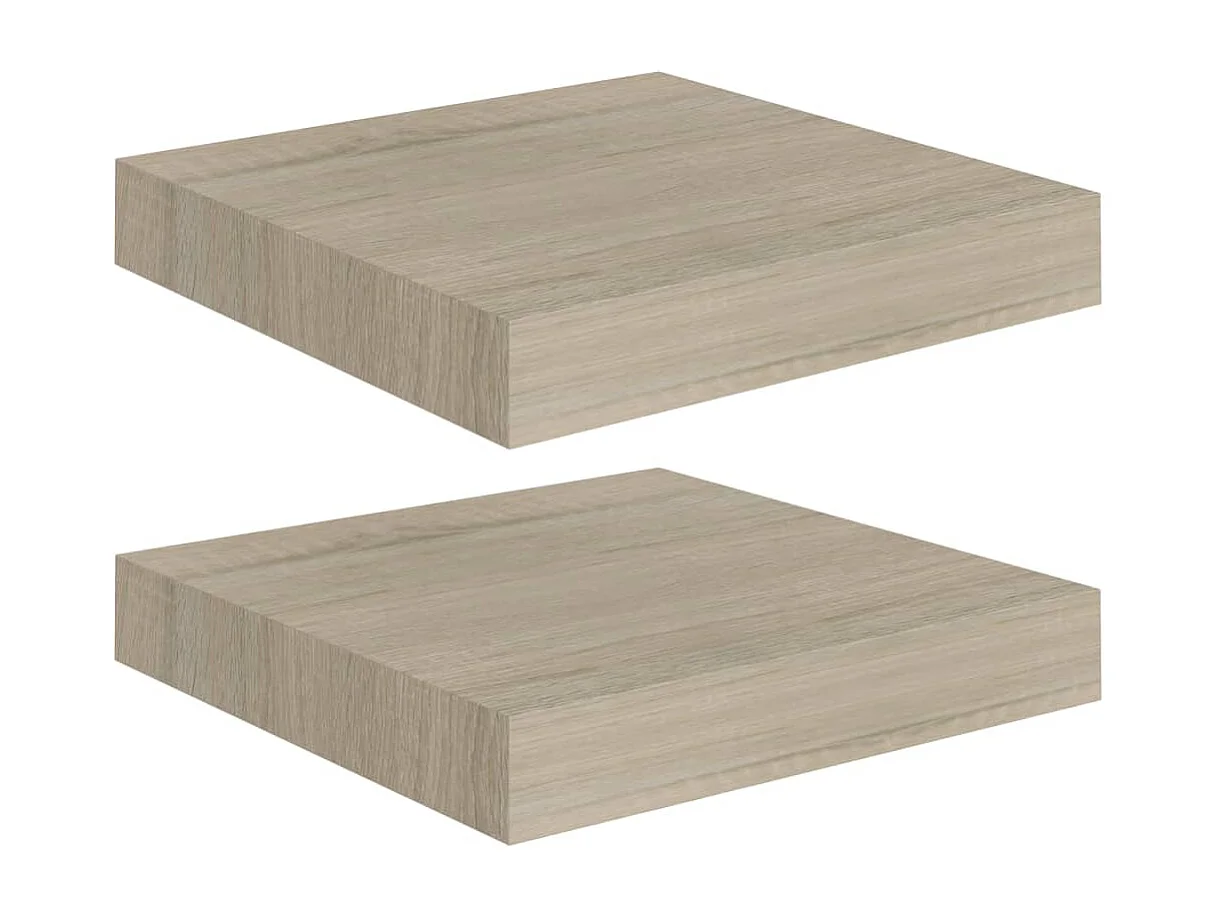 Estantes de pared flotantes 2 piezas roble 23x23,5x3,8 cm MDF