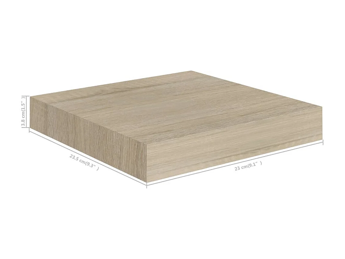 Estantes de pared flotantes 2 piezas roble 23x23,5x3,8 cm MDF