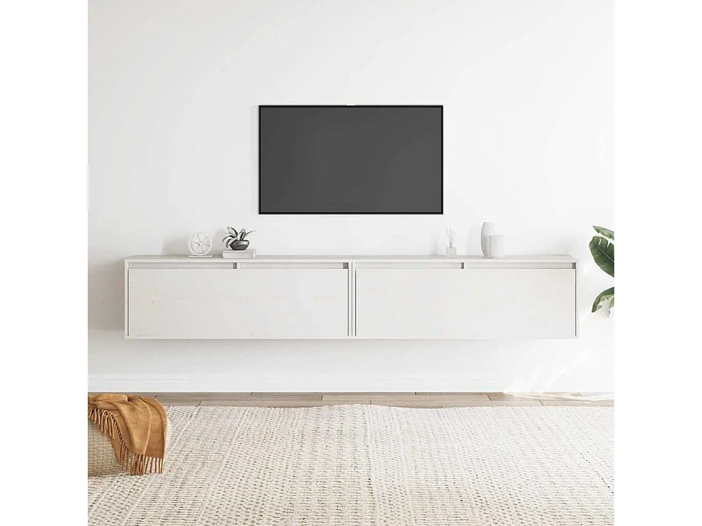 Armoires murales 2 pcs Blanc 100x30x35 cm Bois de pin massif