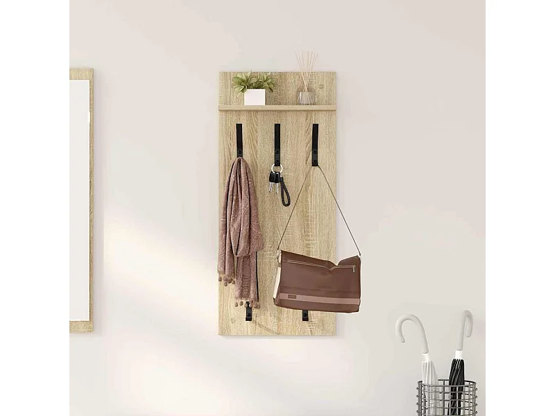 Appendiabiti da parete con ripiano in rovere Sonoma 90 x 40 x 10 cm