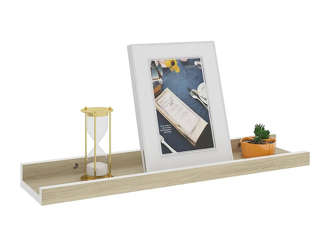 Estantes de pared 2 piezas blanco y roble sonoma 40x9x3 cm