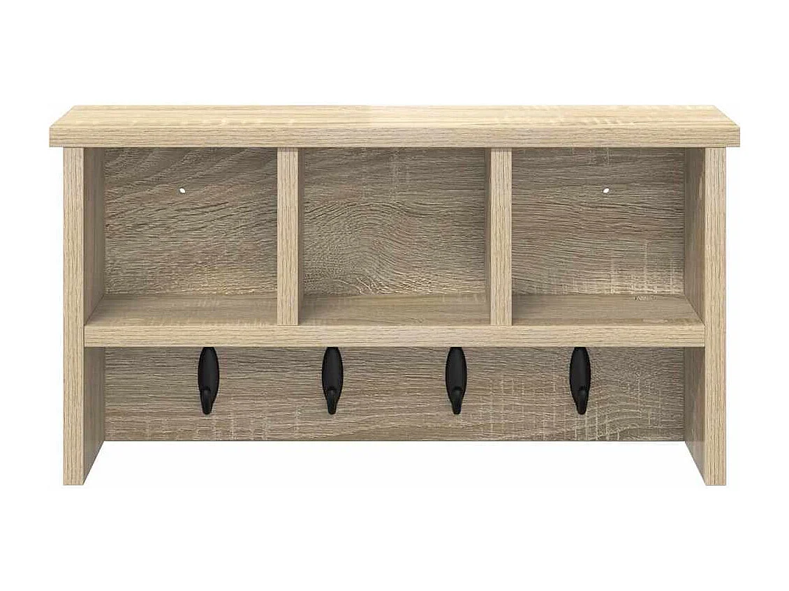 Appendiabiti da parete con ripiano in rovere Sonoma 50 x 16 x 26 cm