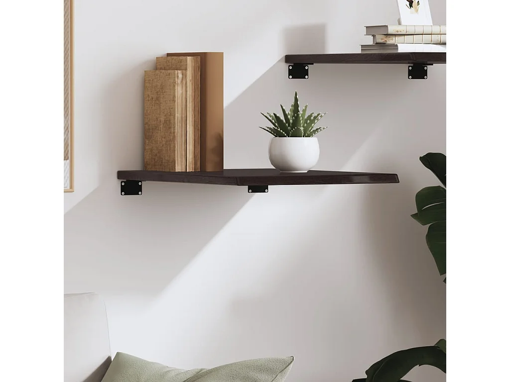 Donkerbruine wandplank 40x60x2 cm massief behandeld eikenhout