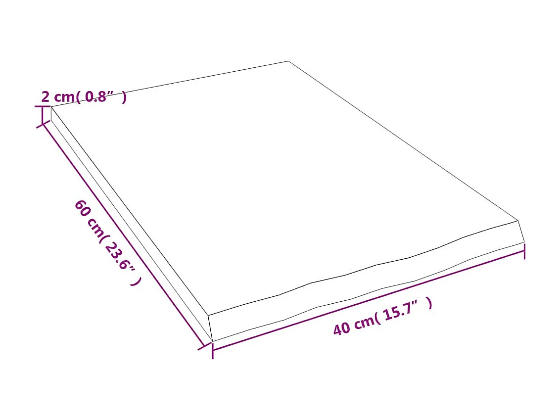 Donkerbruine wandplank 40x60x2 cm massief behandeld eikenhout