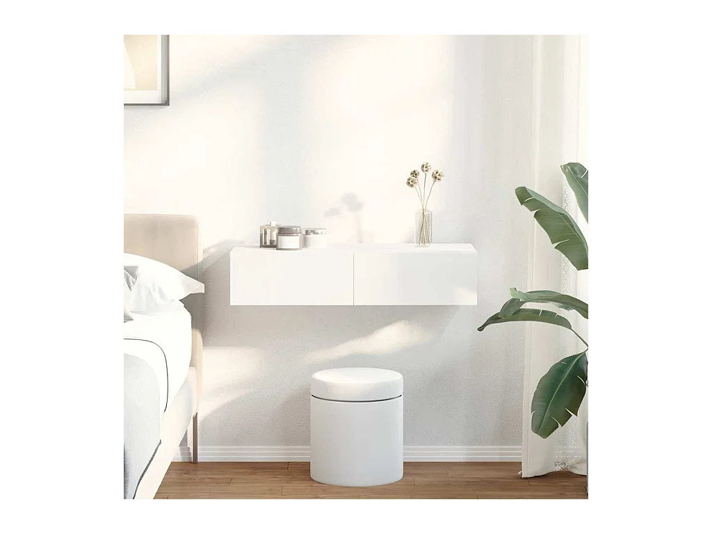 Wandplank met lades wit 80x33x17 cm bewerkt hout