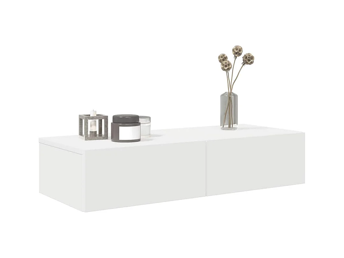 Wandplank met lades wit 80x33x17 cm bewerkt hout